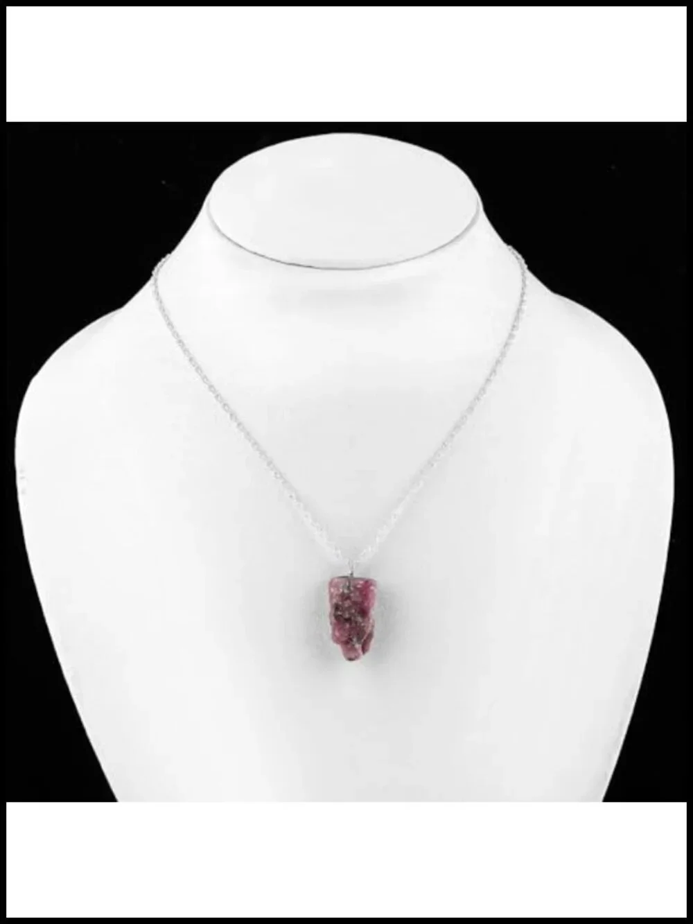 Raw Ruby Gemstone Pendant Necklace – Handmade Boho Jewelry with Silver Plated